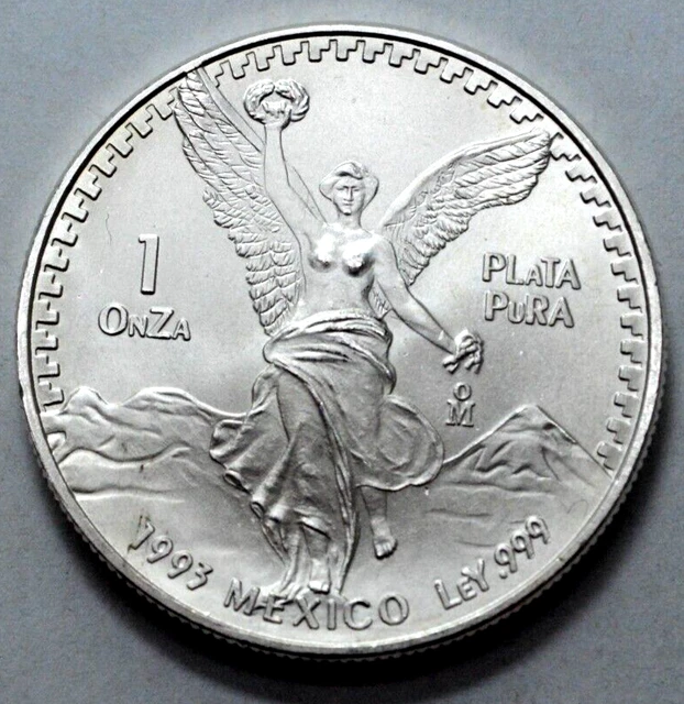 1993 UNC 1 oz 999 SILVER Ley Mexican Libertad Onza Pura Plata Key Date Coin, NR$