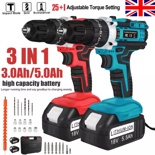 21V Electric Screwdriver w/3.0Ah 5.5Ah Battery Cordless Impact Drill For Makita