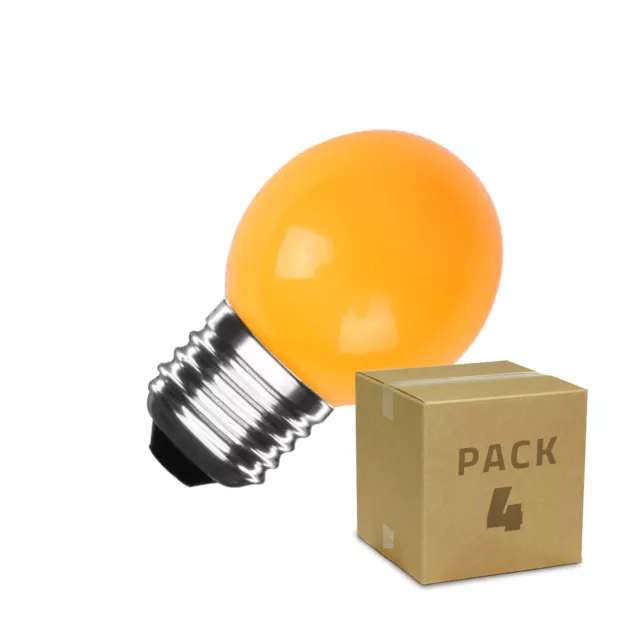 Pack 4 Bombillas LED E27 Casquillo Gordo 3W 300 lm G45 Naranja