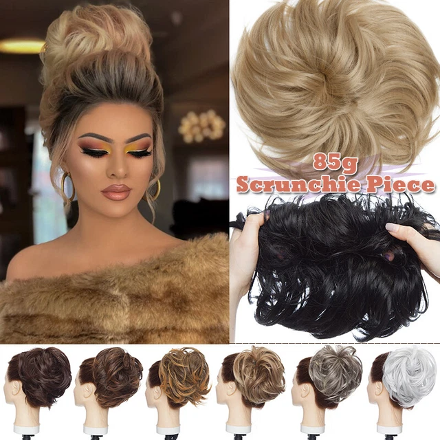 LARGE Messy Bun Piece Scrunchie Updo Wrap Hair Extensions Brown Real As Human AU