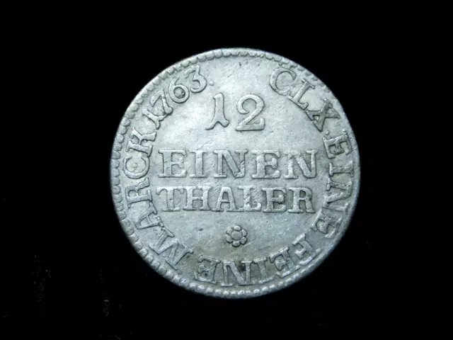 1763 FWoF German States Saxony Albertine 1/12 Thaler Silver Coin