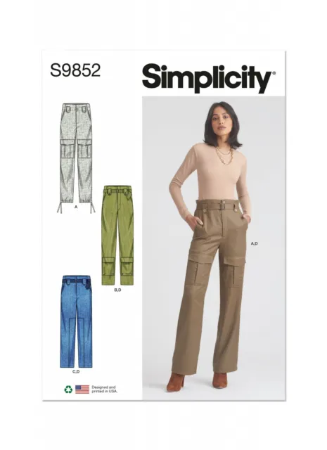 Simplicity SEWING PATTERN S9852 Misses Cargo Trousers/Pants & Belt 8-16 Or 18-26