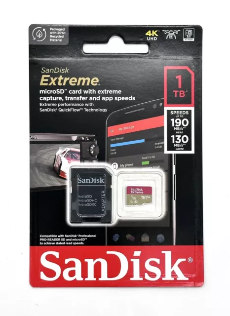 SanDisk 1TB Extreme microSDXC UHS-I Memory Card with Adapter - Up to 190MB/s