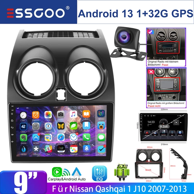 SIXWIN 2GB 64GB Android 13 Autoradio per Nissan Qashqai J10 2006-2016 con CarPlay/Android Auto, HD 9 TouchScreen Schermo Navigatore con WiFi Bluetooth RDS FM USB Mirror Link Comandi al Volante