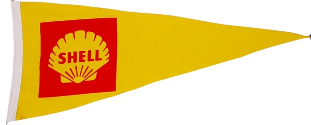 SHELL OEL BENZIN Tankstelle Fahne 87x33 Wimpel Reklame Vintage 50er60er ...