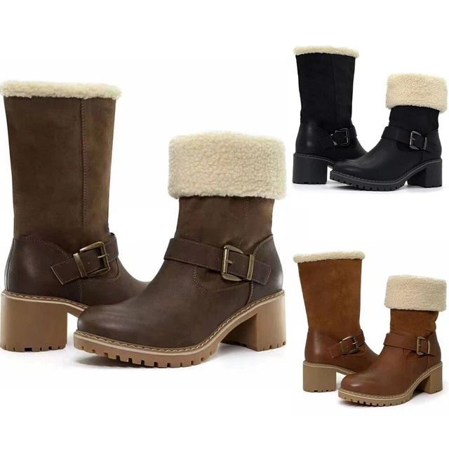 Bottes femmes bottes talon épais chaud automne fermeture éclair peluche bottes