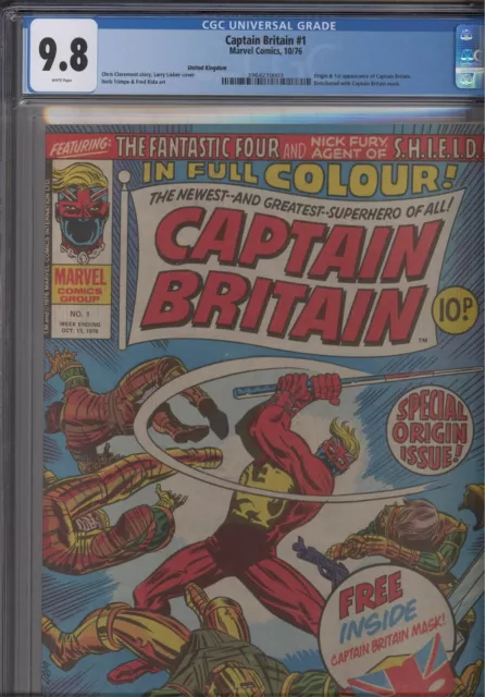 Captain Britain #1 CGC 9.8 1976 Marvel Comics Origin & 1st App Mask Included