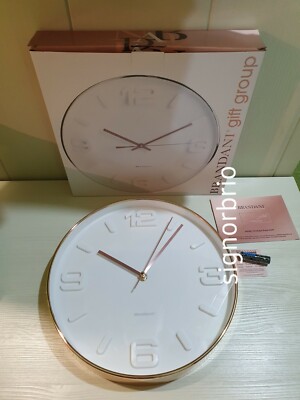 Brandani Orologio parete Brandani rose gold muro moda casa NUOVO bianco rosat 54560 pila 