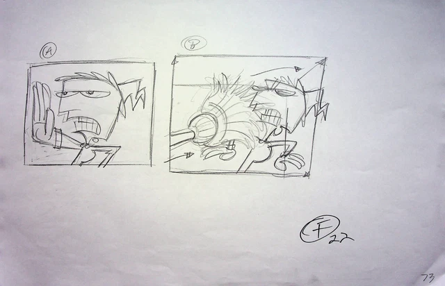 The Fairly OddParents JOHN FOUNTAIN SIGNED Hand Drawn Storyboard Page #IZ