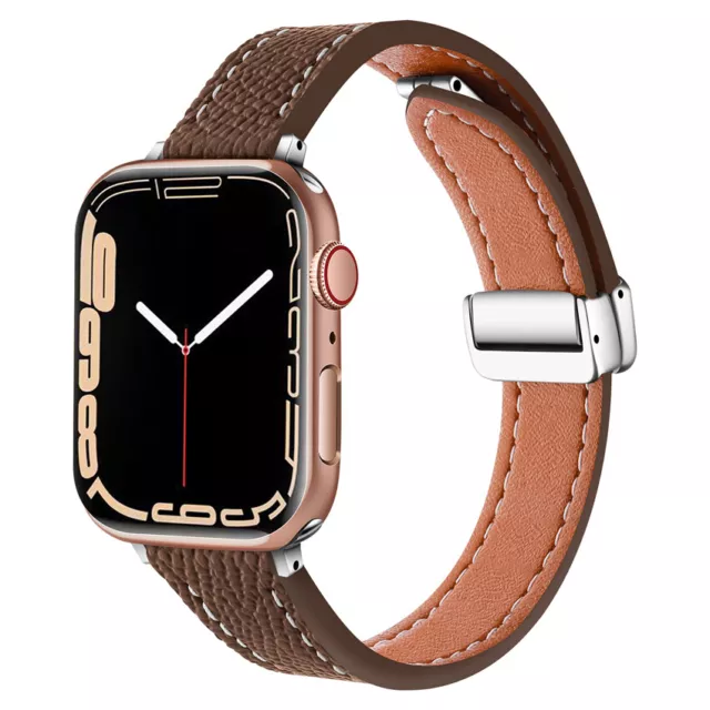 Genuine Leather Bracelet Band For Apple Watch Series Ultra 8 7 6 SE Luxury Strap