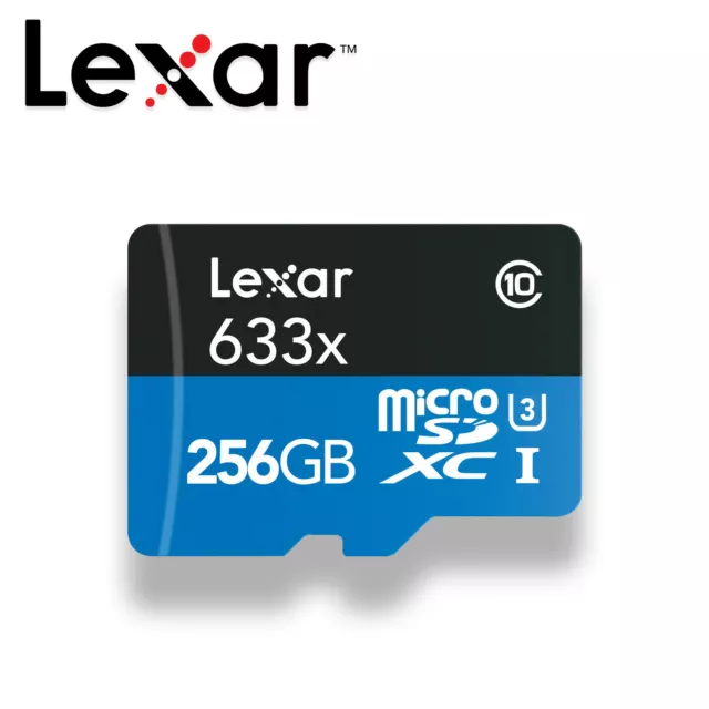Lexar 256GB Micro SDXC 633x 95MB/s MicroSD Class10 UHS-I + SD Adapter