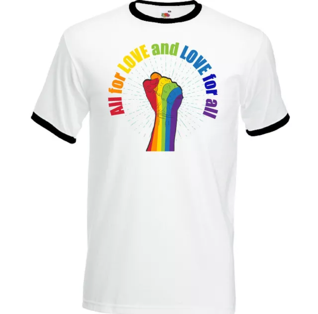 LGBT T-SHIRT Gay Pride all for Love Peace Equality Unisex Top Tee Lesbian LGBTQI