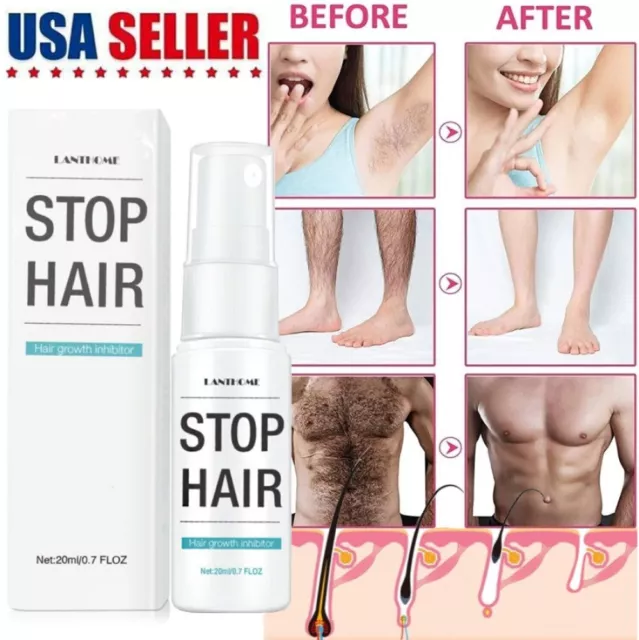 100% Natural Permanent Hair Removal Spray Stop Hair Growth Inhibitor Remover US