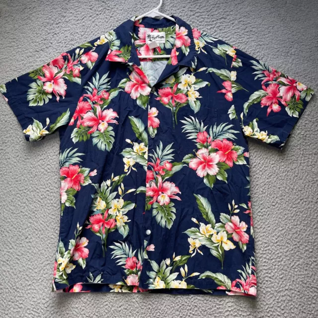 Vintage Howie Hawaiian Shirt Mens Large Aloha Button Up Floral Short Sleeve