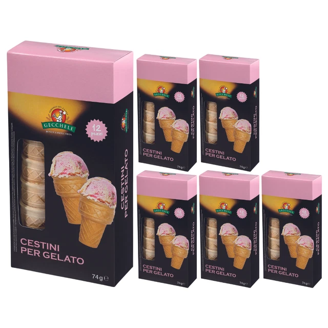 Gecchele Cestini In Cialda Per Gelato 6 Confezioni Da 74 Grammi