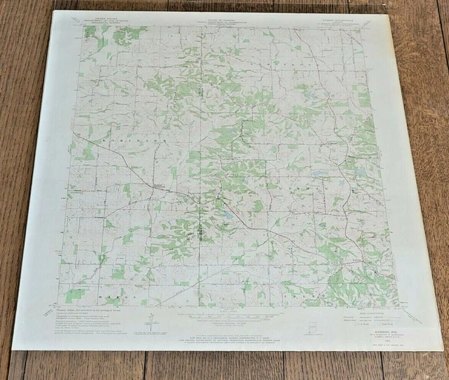 VINTAGE 1961 22X27& Topo Map Kasson Haubstadt IN Gibson County Indiana