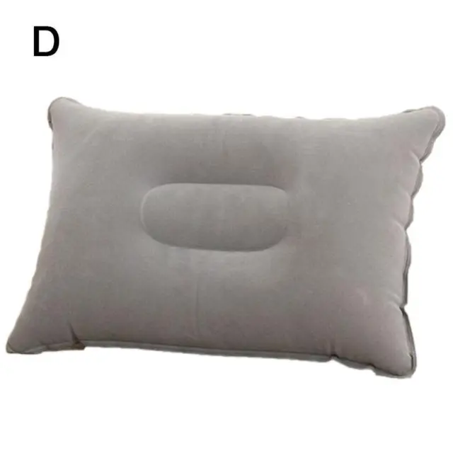 Gray Inflatable Camping Pillow Blow Up Festival Outdoors Cushion Travel C FAS J8