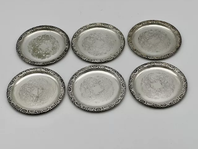 Vintage A.B. Segerstrom & Svensson Silver Plated Coasters 3.25” Set of 6