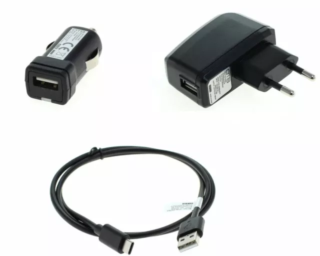 3in1 Set für HTC U Play USB KFZ Kabel Ladegerät Adapter Datenkabel