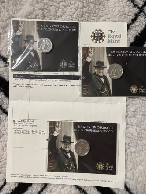 Sir Winston Churchill 2015 UK £20 FINE SILVER Coin New Sealed