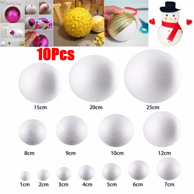 10pcs Round White 5/6/8/10cm Polystyrene Foam Ball Modelling Sphere Supplies