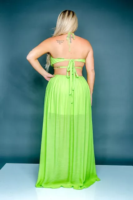 SEXY Long Dress SIZE 3X Green WOMENS PLUS Straps PADDED BUST Gown DRAG Summer 3
