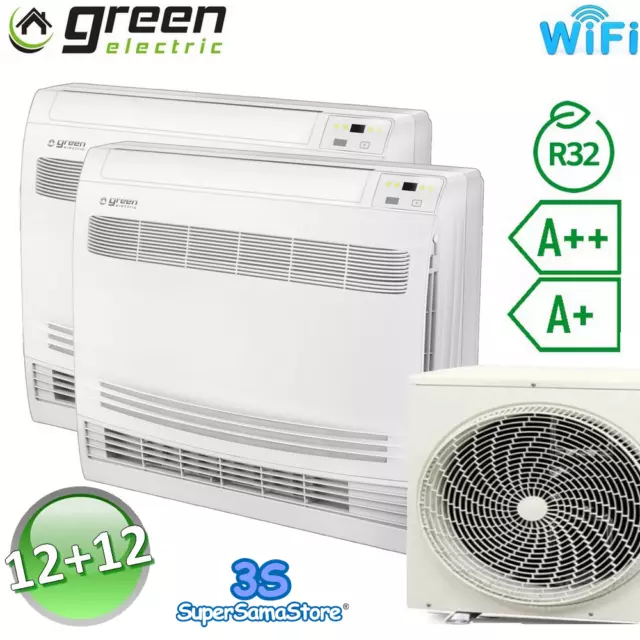 3S CLIMATISEUR DUAL 12k+12kBTU CONSOLE AU SOL R32 A++/A+ GREEN ELECTRIC EVO WIFI
