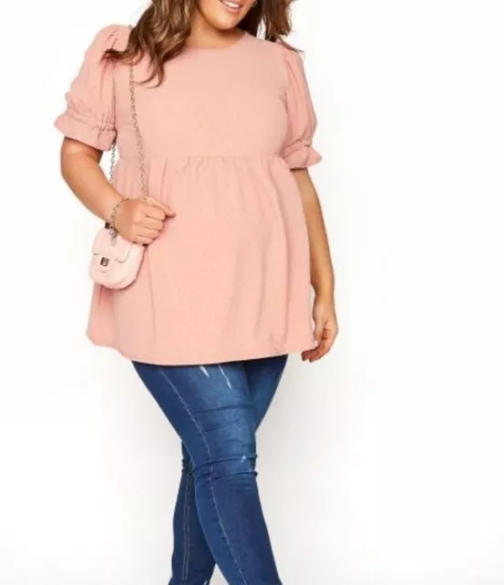 BUMP IT UP MATERNITY Dobby Puff Sleeve Smock Top size UK30-32 EUR 58-60 {B119} 3