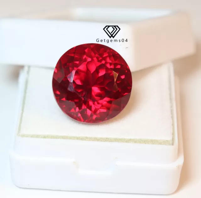 Unheated 18.40 Ct AAA Natural Burma Blood Red Ruby Round Cut VVS Loose Gemstone