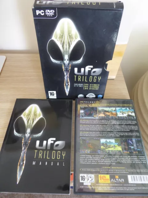 PC DVD Rom. UFO Trilogy. Manual, Large poster 5 glossy cards  6 stickers VGC