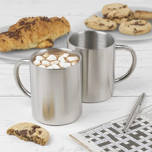 Kaffeetasse Tasse Silber 304 Edelstahl. Elegant Keep Drinking warm heiß