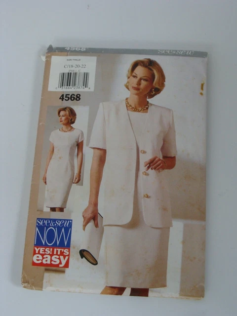 VTG # 4568  Butterick SEWING Pattern Misses 18-22 Jacket Dress See&Sew OOP UNCUT