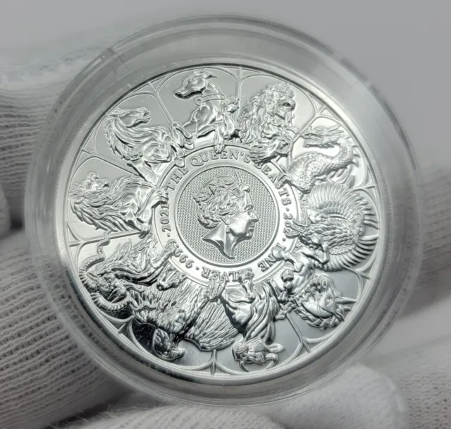 2 oz .9999 Fine Silver 2021 The Queen's Beasts GB Coin BU 5 Pounds in Capsule