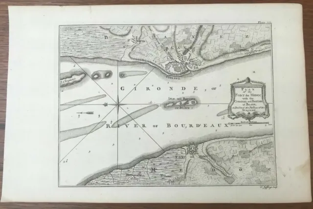LA CITTADELLA DI BLAYE E IL MEDOC FORT JEFFERYS C. 1780 Cussac-Fort-Médoc,