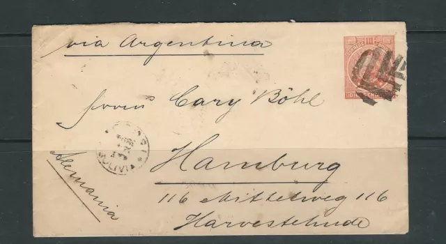 Bolivie 1890 Housse (Postal Entier) ' Neuf Stars' To Allemagne Via Argentine