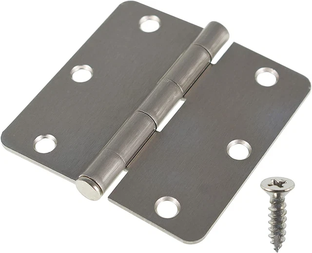50 Pieces Brushed Satin Nickel Door Hinge, 3.5 X 3.5Inch 1/4 Radius Corners 2.2M