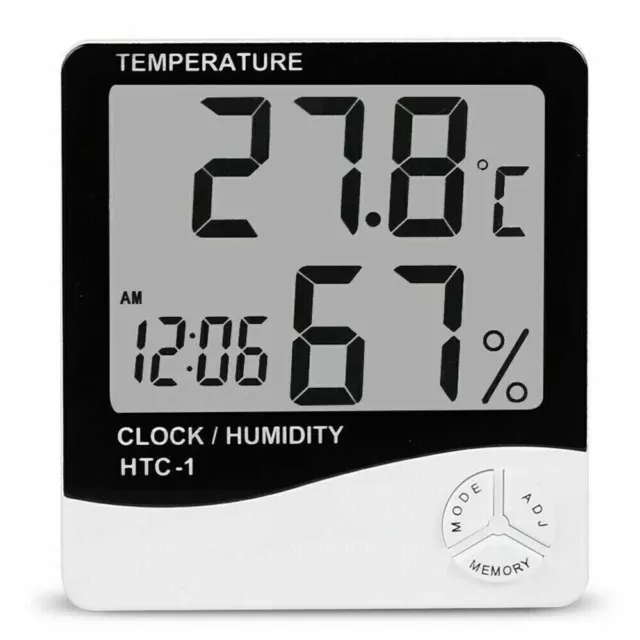 Digital LCD Thermometer Hygrometer Humidity Meter Room Indoor Temperature Clock