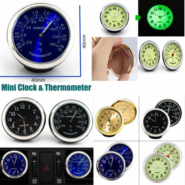 Clip/Stick-on Car Quartz Clock Luminous Thermometer Automotive Monitor Digital