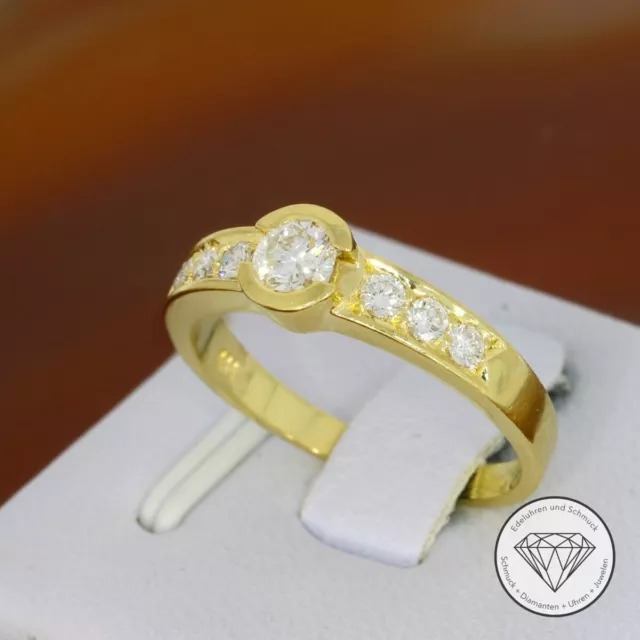 Wert 2.100,- Bezaubernder Brillant Damen Ring 585 / 14 Karat Gelb Gold xxyy