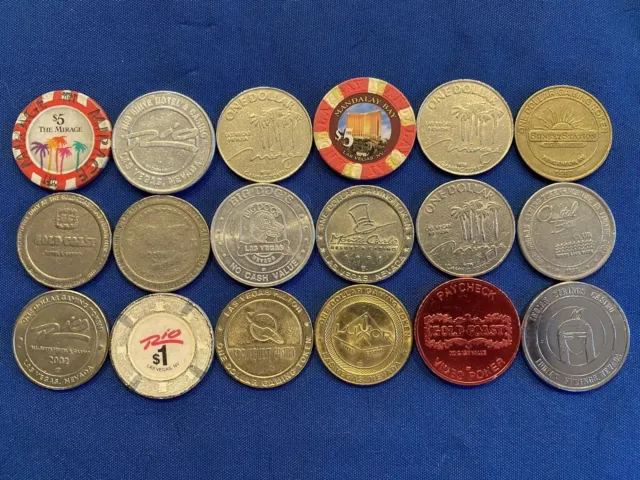 Lot Of Various Casino Chips/Tokens, 18 In All