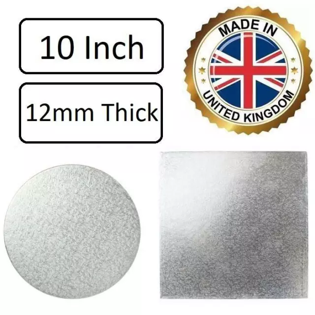 10 Inch Cake Boards Base Drum 12mm thick Premium Finish Strong Round Square