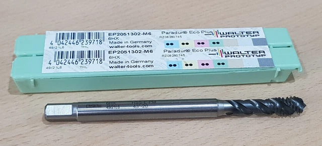 1pc Spiral Flute Tap WALTER EP2051302-M6 M6 6HX HSS-E-PM 45" DIN 371 FORM C