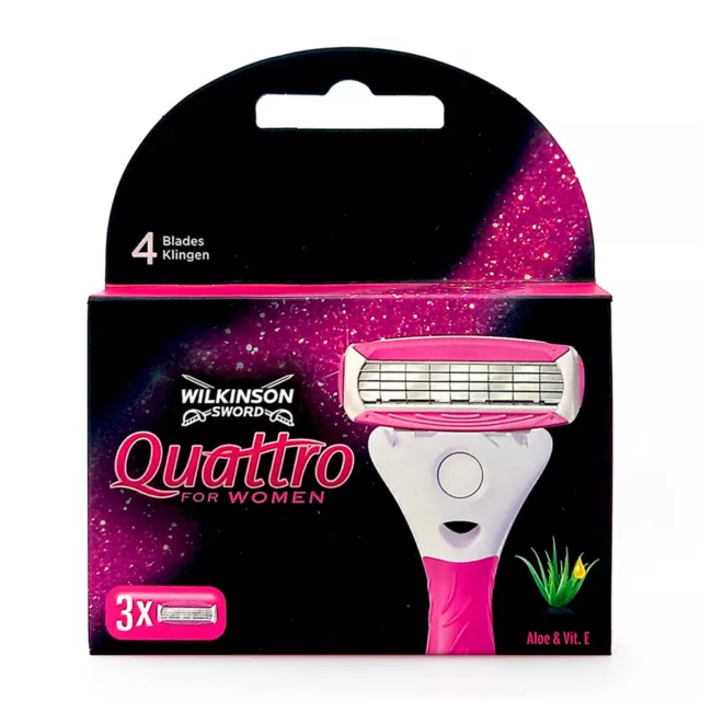 Wilkinson Quattro for Women cuchillas de afeitar cuchillas de repuesto para mujer paquete de 3