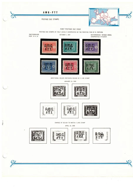 Trieste AMG-FTT 1947 Postage Due Set  MLH on Bush Album Page