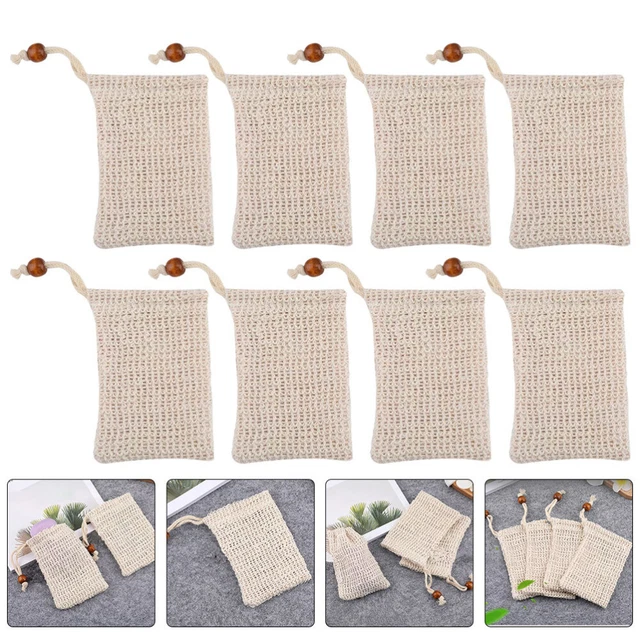 8 un. bolsas de malla con cordón de espuma bolsa de jabón exfoliante para ducha