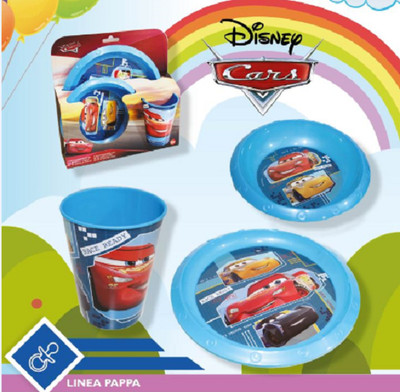 Set pasto Cars Microonde bicchiere piatto vetro riutilizzabile 
