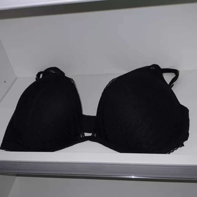 Victoria's Secret Incredible by VS Lightly-Lined Lace Plunge Bra Black 32DD