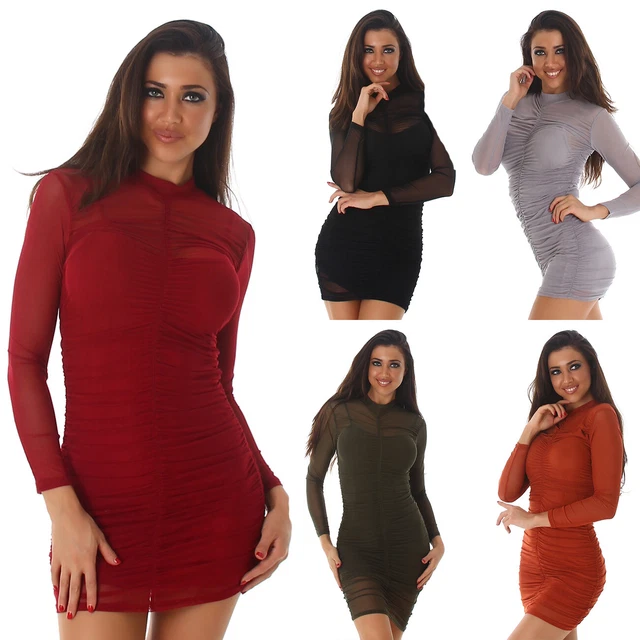 Miniabito donna Elegante Manica Lunga Vestitino Hot Sexy Vestito Corto da Sera