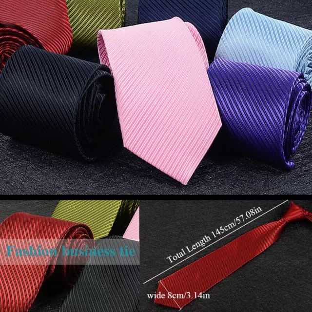 Men Striped Classic Polyester Silk Tie Jacquard Woven Wedding Suit Party Necktie