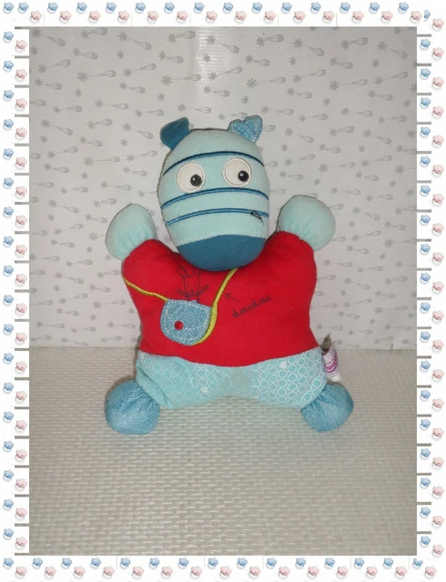 ‡ - Doudou Peluche Cheval Ane Zèbre Bleu Rouge Doudou  Pommette